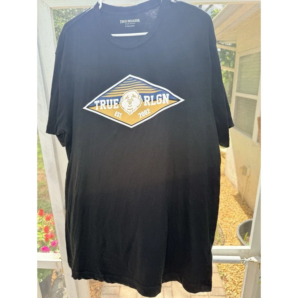True Religion Men's Short Sleeve Crew Neck Black Logo Graphic T-shirt Size XL